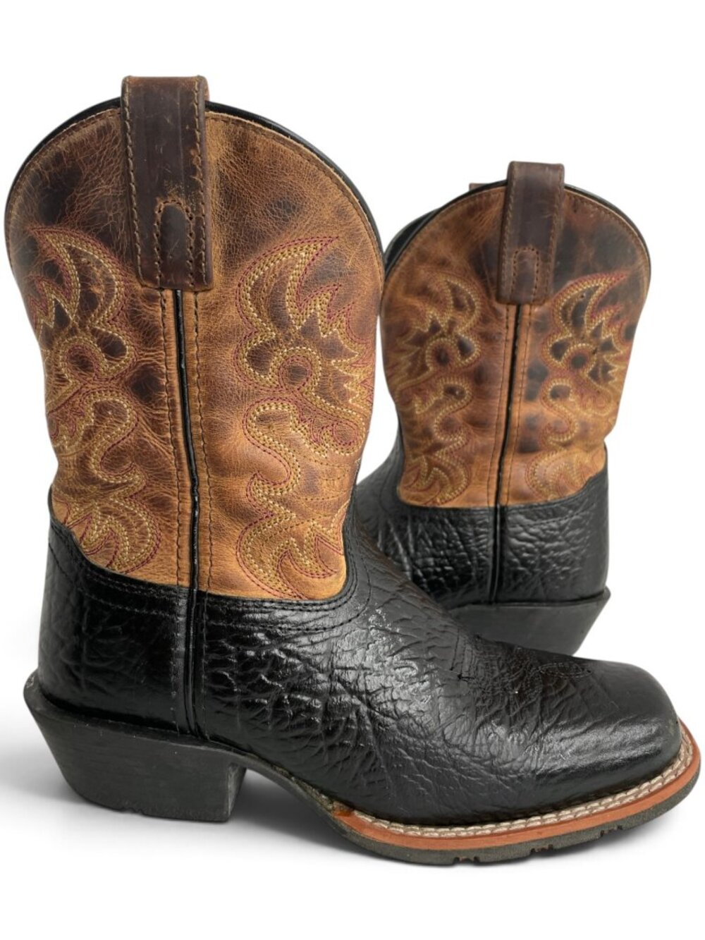 Dan Post Little River Brown Cowboy Boots Western Square Toe Kids Boys Size 1.5